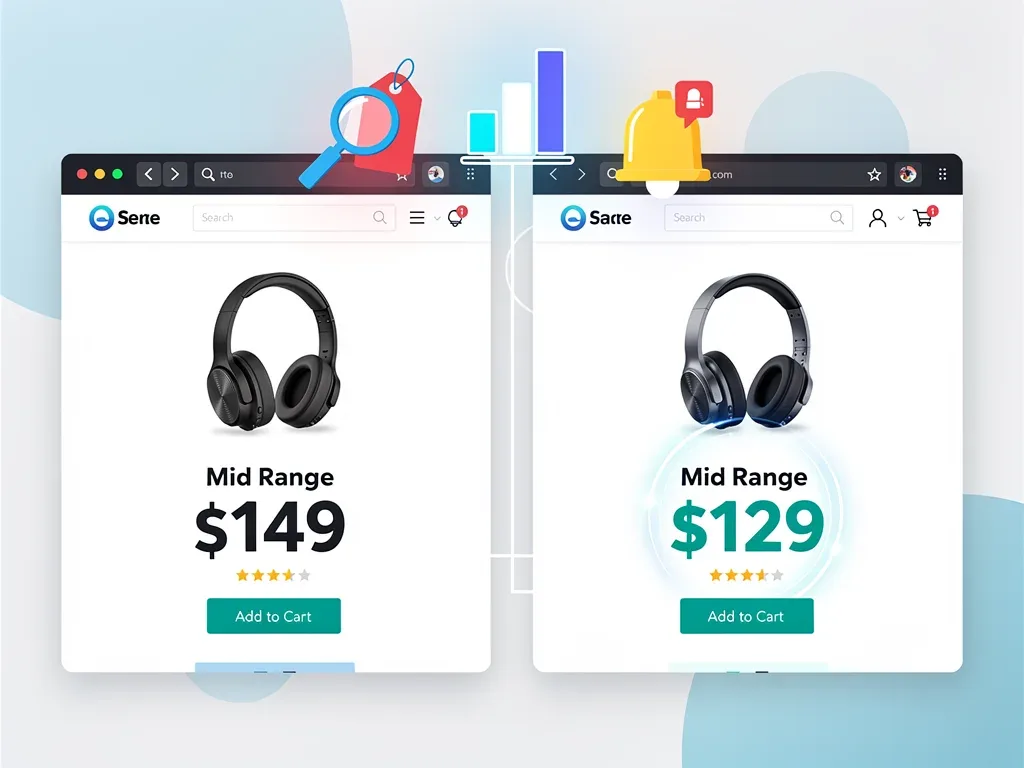 Side-by-side comparison of different retailer prices for a single product.