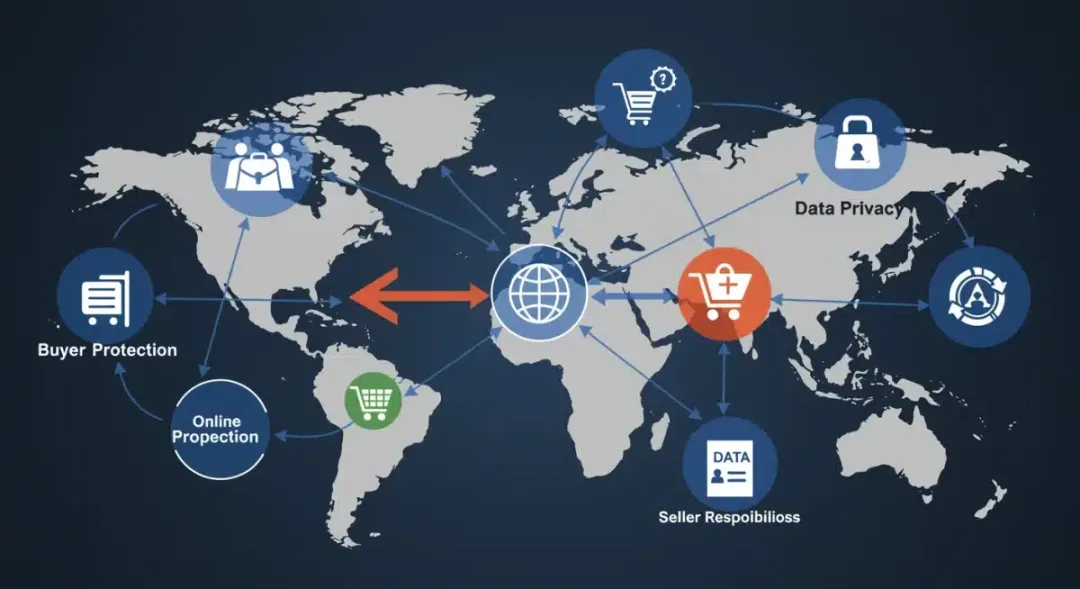 Infographic illustrating data flow and new regulations across online platforms