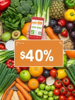 Illustration of smart grocery shopping with digital apps for maximum savings.