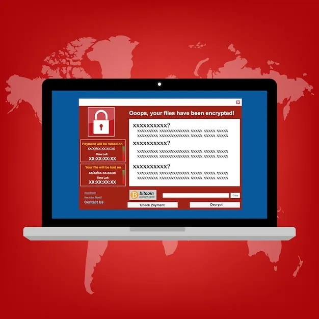 A laptop displaying a cybersecurity warning message, with various security icons and privacy symbols around it, emphasizing the importance of data protection in remote work environments.