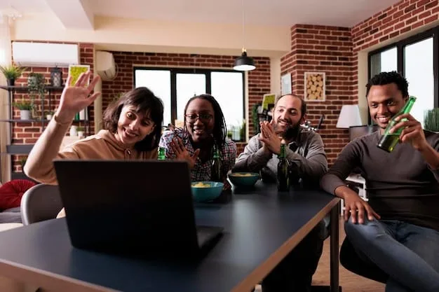 An image illustrating a diverse team of tech startup employees celebrating a successful funding round with confetti and cheers in a modern office.