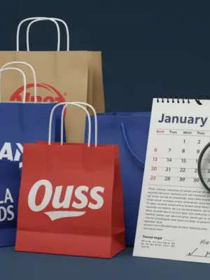 Illustration of new return policy changes in US retailers for 2025, with shopping bags and policy documents.