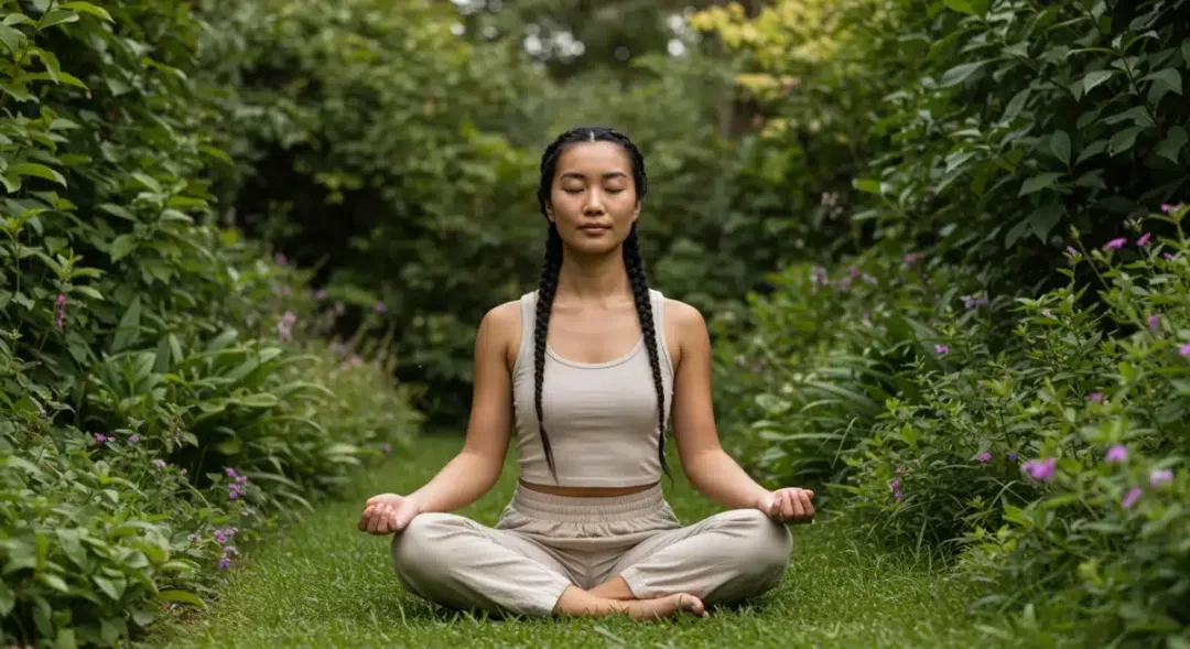 Person meditating outdoors, practicing mindfulness for resilience.