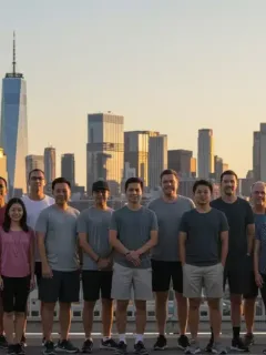 Diverse US individuals embodying resilience against urban backdrop.