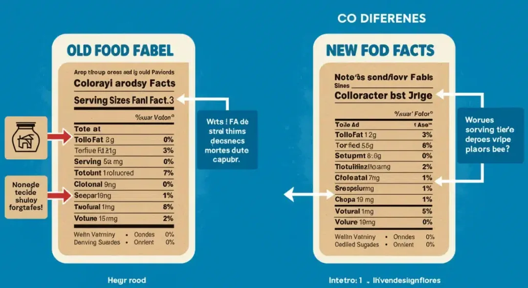 Infographic comparing old vs. new federal food labeling guidelines 2025