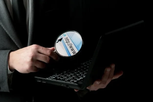 A close-up shot of a person using a magnifying glass to examine lines of code on a computer screen, symbolizing the process of identifying vulnerabilities in a system. The code should be partially blurred to maintain a sense of technicality without being overly specific.