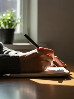 Thoughtful person journaling for daily personal growth in the US
