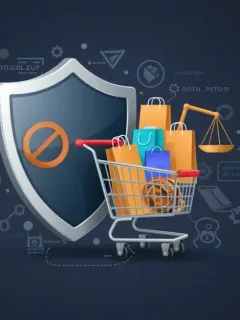 Shield protecting shopping cart with 'Consumer Protection Act 2025' text