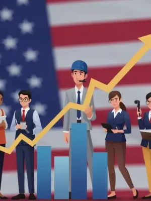 Infographic illustrating significant US job growth in Q1 2025 across multiple sectors.
