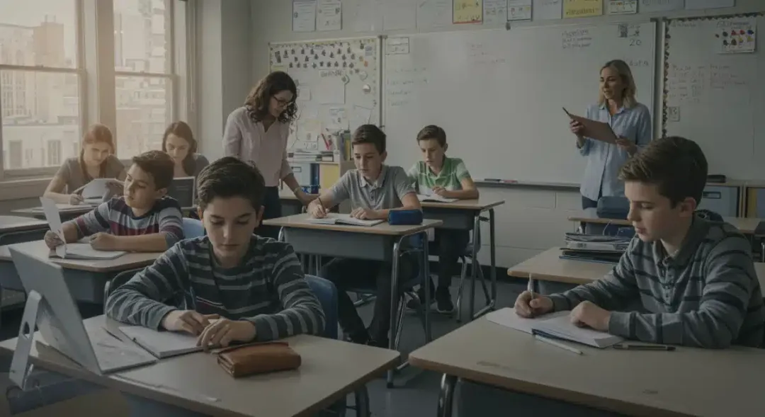 Students and teachers in a modern classroom benefiting from federal education funding boost
