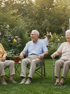 Diverse retirees enjoying leisure activities, symbolizing financial security and the impact of 2025 Social Security adjustments.