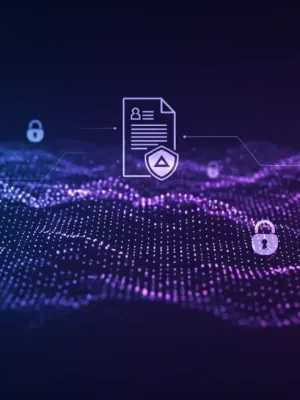 Abstract digital landscape illustrating the 2025 digital privacy framework's impact on online data and new regulations.
