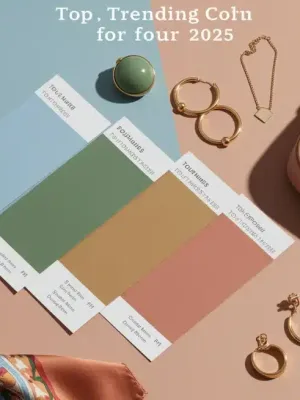 Vibrant 2025 color palette swatches with fashion accessories