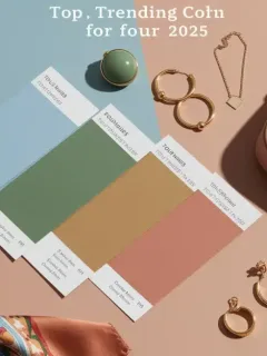 Vibrant 2025 color palette swatches with fashion accessories