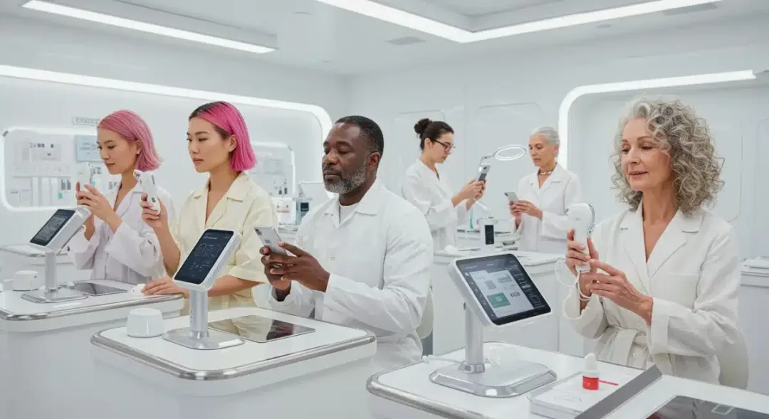People using smart skincare devices for personalized routines