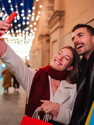 A couple doing Holiday Shopping in 2026.