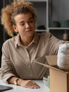 Woman dealing with Hassle-Free Returns.