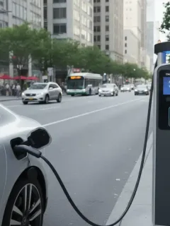 Electric vehicle charging at public station in a city