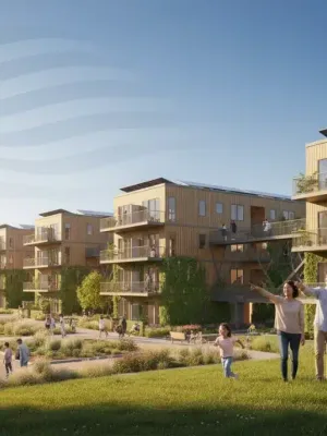 Families and individuals viewing new affordable housing developments, symbolizing federal housing initiatives 2026 impact.