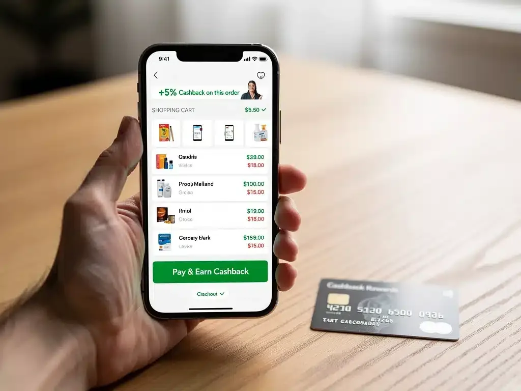 Person shopping online with smartphone and credit card