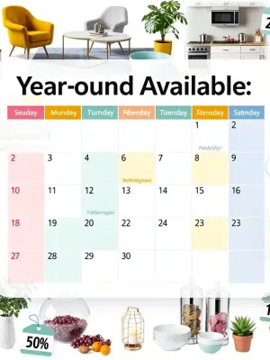 Smart shopping calendar showing year-round discount cycles for home goods