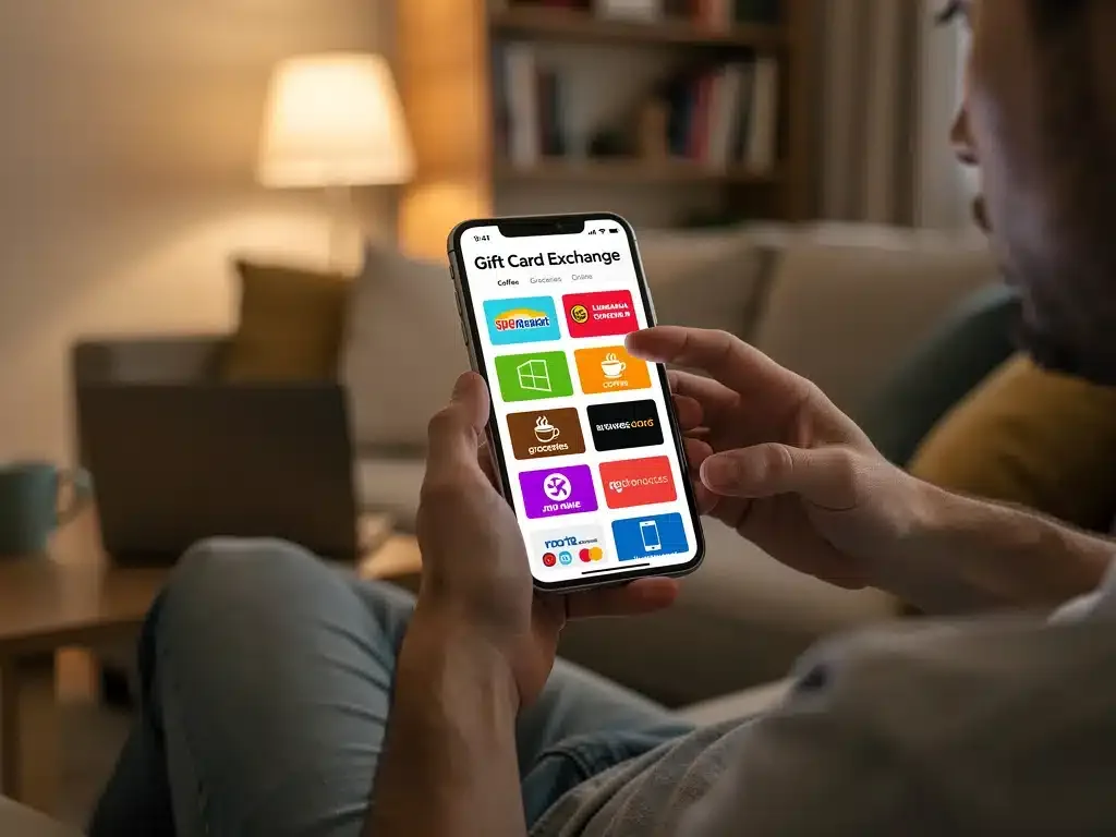 Person exchanging gift cards online for better value