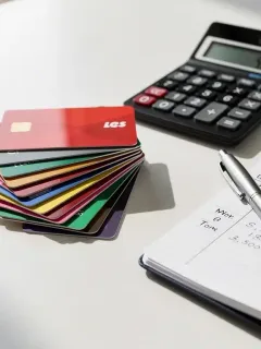 Stack of gift cards with financial tools for maximizing value
