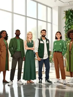 Models displaying sustainable fashion in a modern U.S. retail setting, embodying eco-conscious style.
