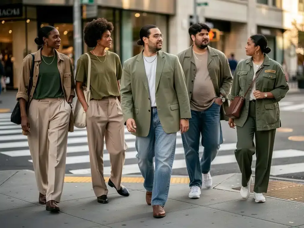 Street style showcasing individuals in gender-neutral outfits.