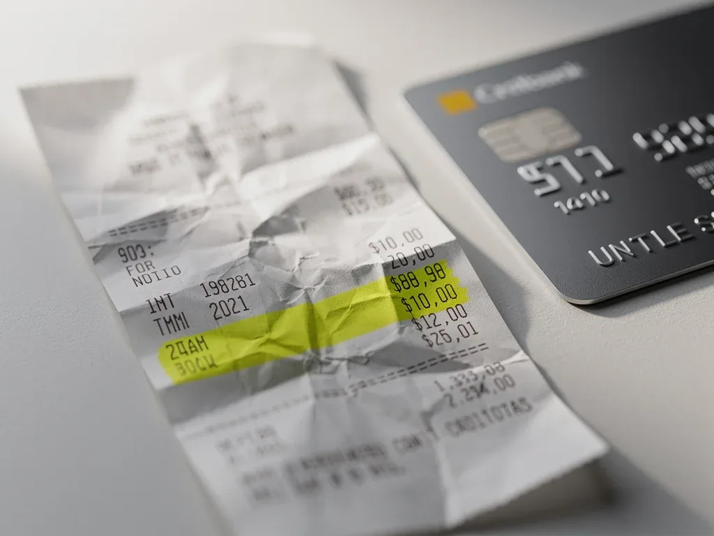 Retail receipt with highlighted date and price for adjustment