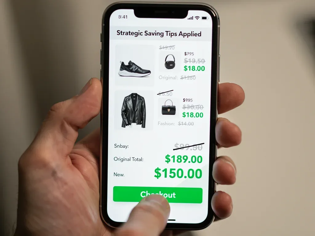 Smartphone screen showing reduced online fashion cart total