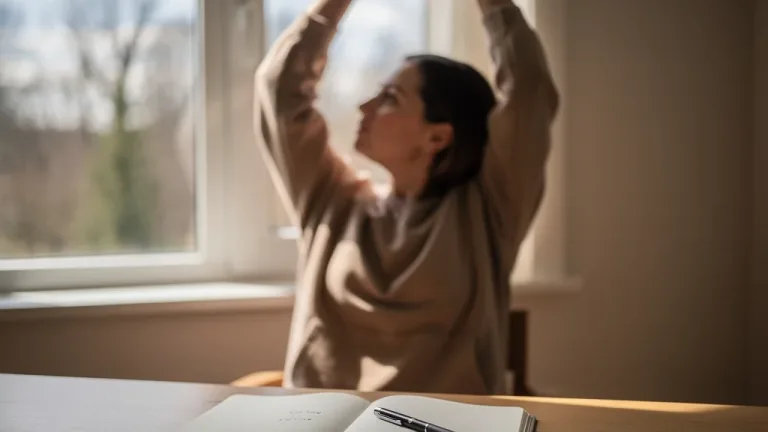 Person taking a refreshing midday creative pause at their desk