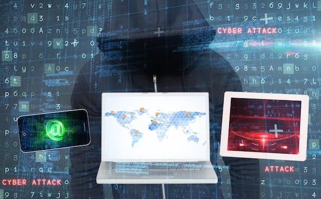 A computer screen displaying various lines of code and security alerts, with a map of the world in the background highlighting countries known for cyberattacks.