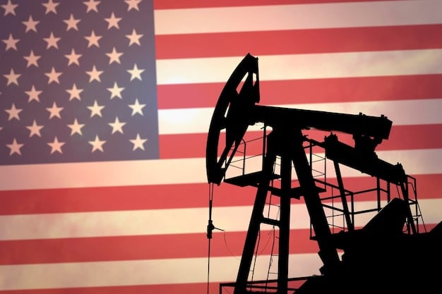 A split image showing the US flag on one side and the Saudi Arabian flag on the other, with an oil rig in the background, symbolizing the oil trade relationship.