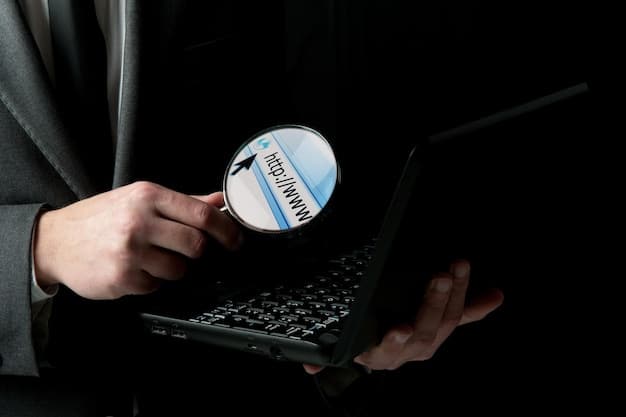 A close-up shot of a person using a magnifying glass to examine lines of code on a computer screen, symbolizing the process of identifying vulnerabilities in a system. The code should be partially blurred to maintain a sense of technicality without being overly specific.