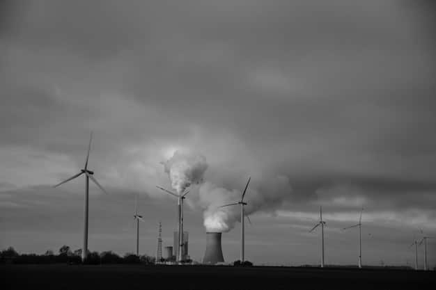 A wind farm with turbines spinning, symbolizing the EPA's efforts to promote clean energy and reduce air pollution from fossil fuels.