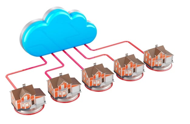 A diagram illustrating a hybrid cloud architecture, with public and private clouds connected via VPN, showcasing data flow and resource allocation. The diagram includes icons representing servers, databases, and applications.