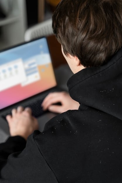 A split screen image showing a student attending an online coding class on the left, and a group of professionals collaborating on a cybersecurity project in an office on the right. This image visually represents both online learning and practical application of skills in the workplace.