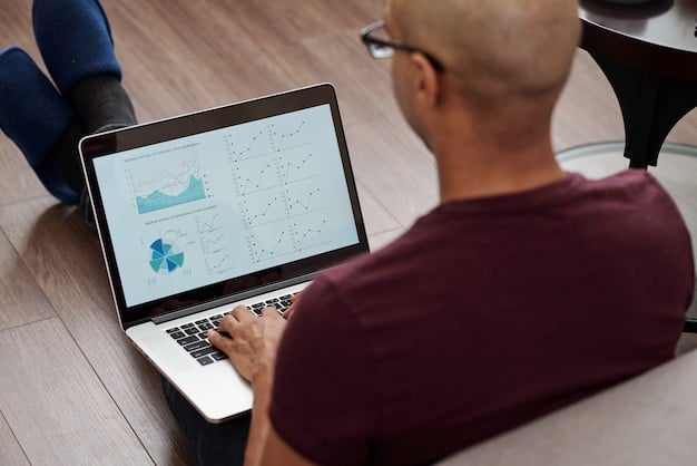 A person analyzing a KPI dashboard on a computer screen, with focus on the various metrics and performance indicators displayed.