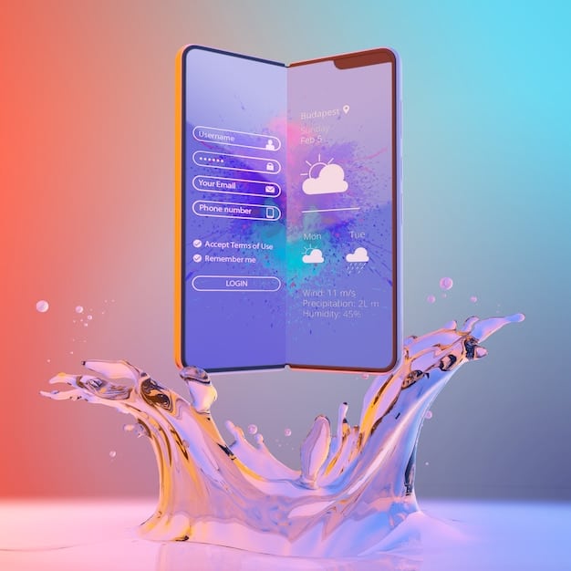 A sleek, foldable smartphone in the process of being unfolded, showcasing a vibrant, high-resolution display with multiple app icons, resting on a modern, minimalist desk with a blurred office environment in the background, emphasizing the device's versatility for work and entertainment.
