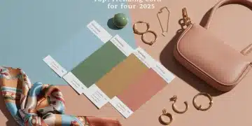Vibrant 2025 color palette swatches with fashion accessories
