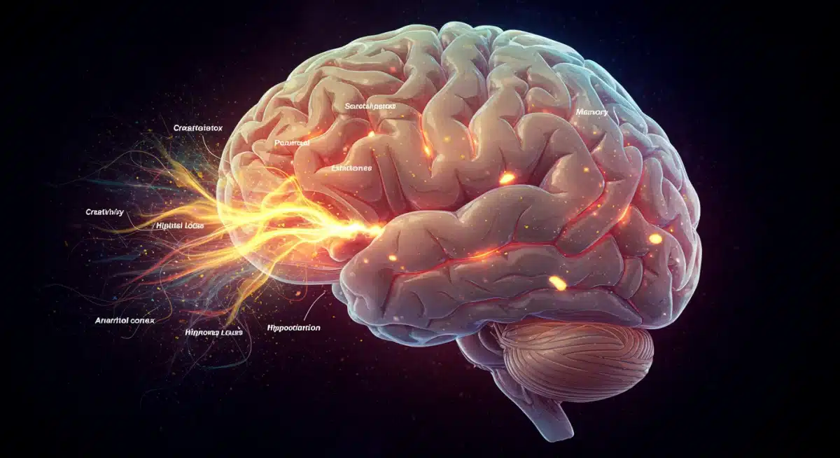 Brain pathways illustrating neural activity during visualization and focus.