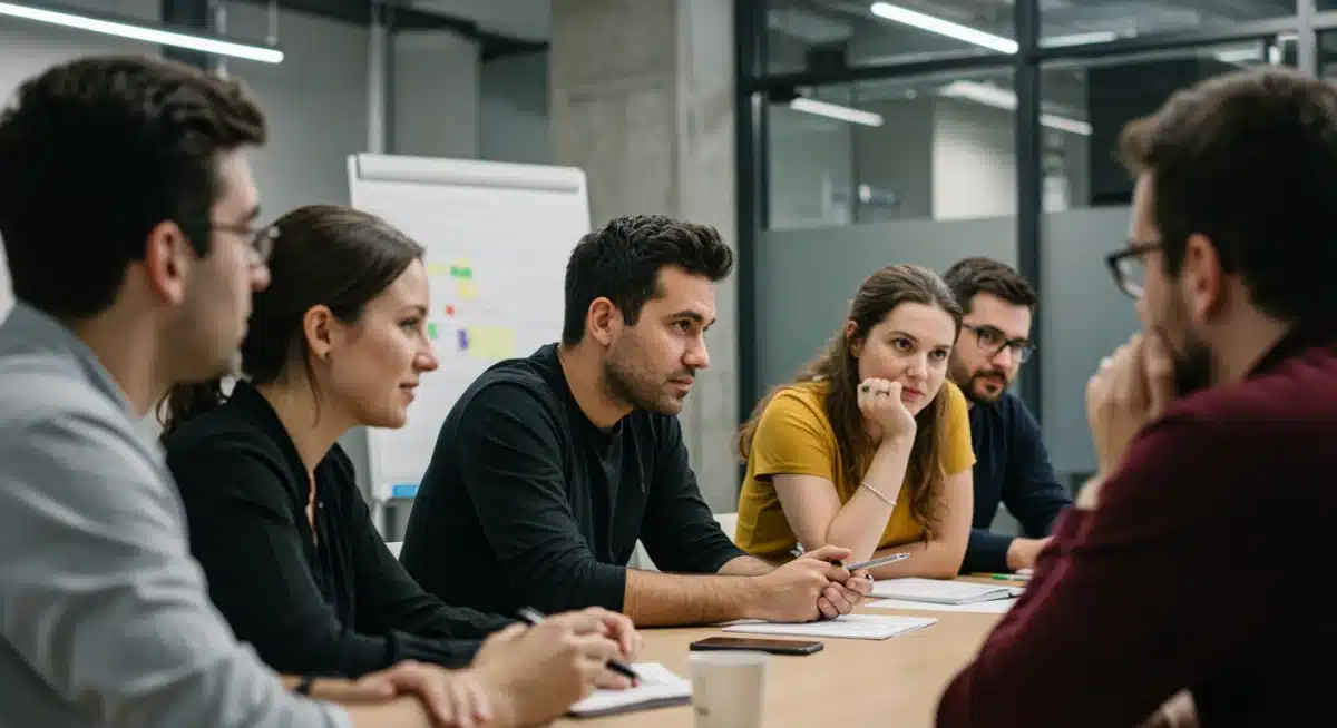 Community collaborating and sharing ideas, fostering support