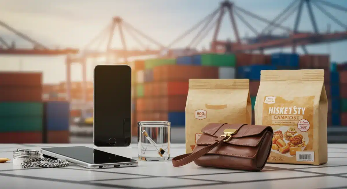 Diverse consumer products awaiting distribution from global supply chains