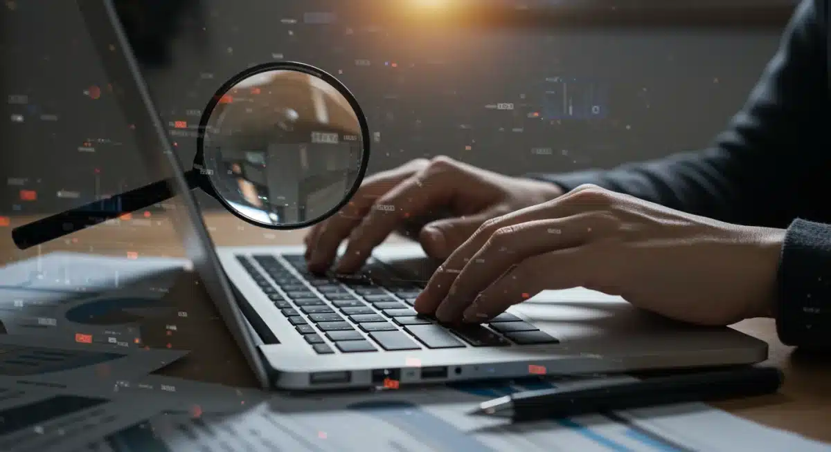 Person reviewing legal documents on a laptop for e-commerce compliance