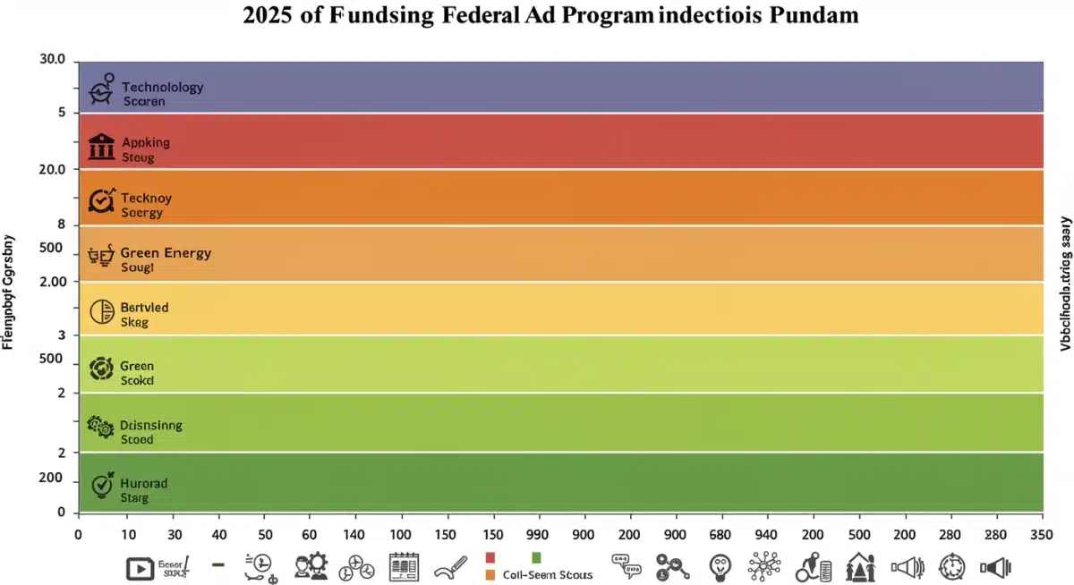 Infographic detailing funding allocations for new federal aid programs in 2025 across various sectors.