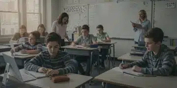 Students and teachers in a modern classroom benefiting from federal education funding boost