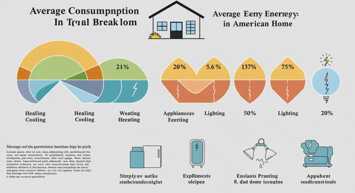 Infographic showing home energy consumption breakdown and potential savings.