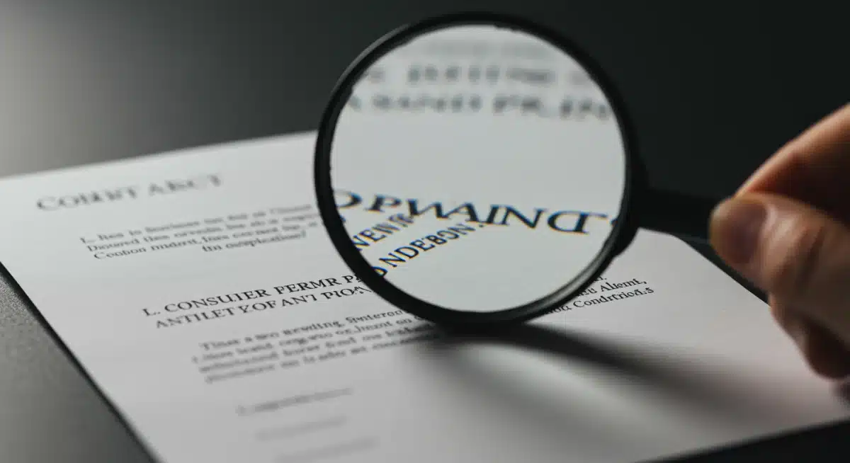 Magnifying glass over fine print, symbolizing clear disclosures and transparency