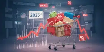 Illustration of online shopping success with price tracking tools, showing a cart with discounted items and a '30% Off' badge.